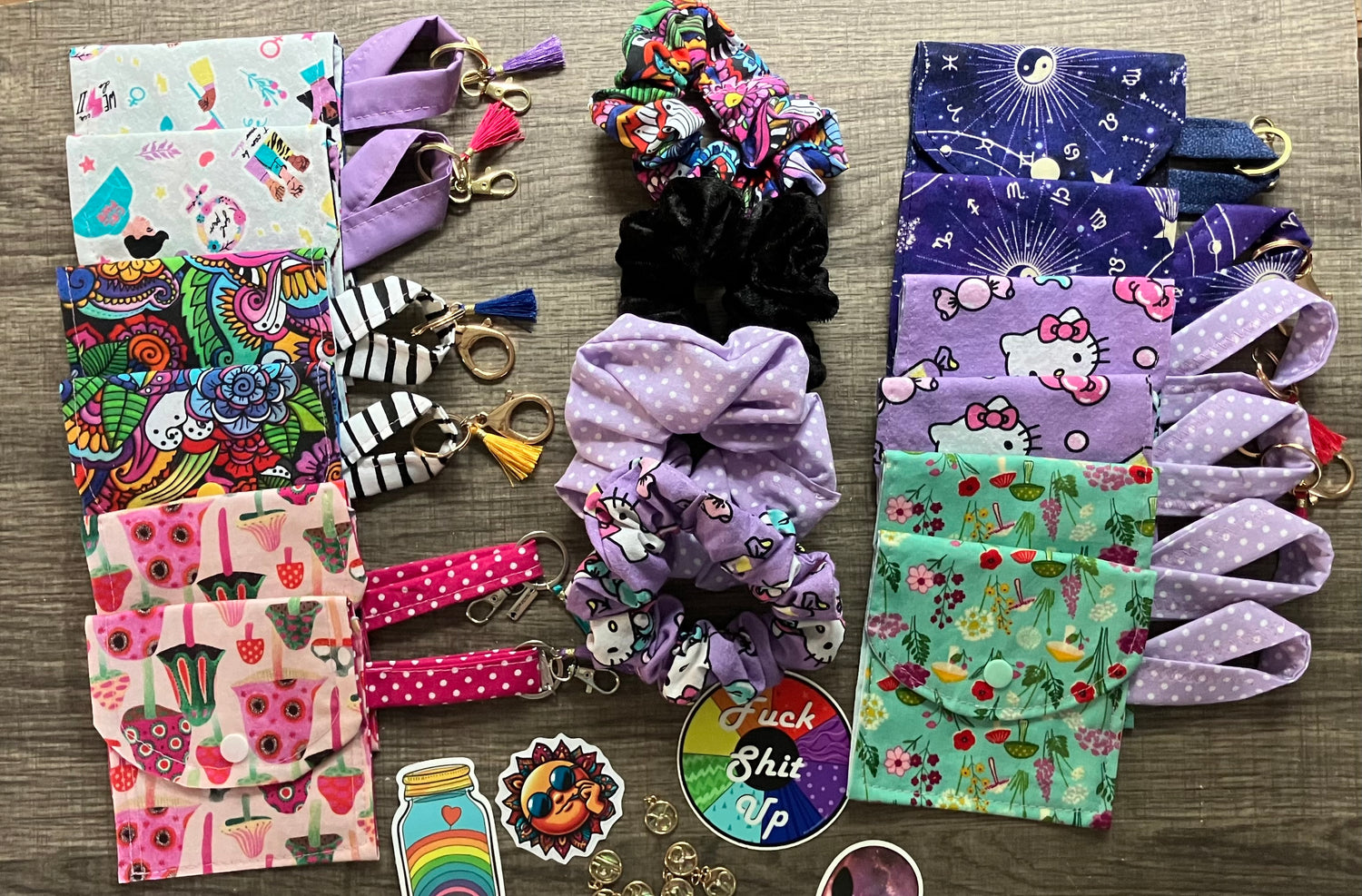 Key chain wallets and matching scrunchie sets