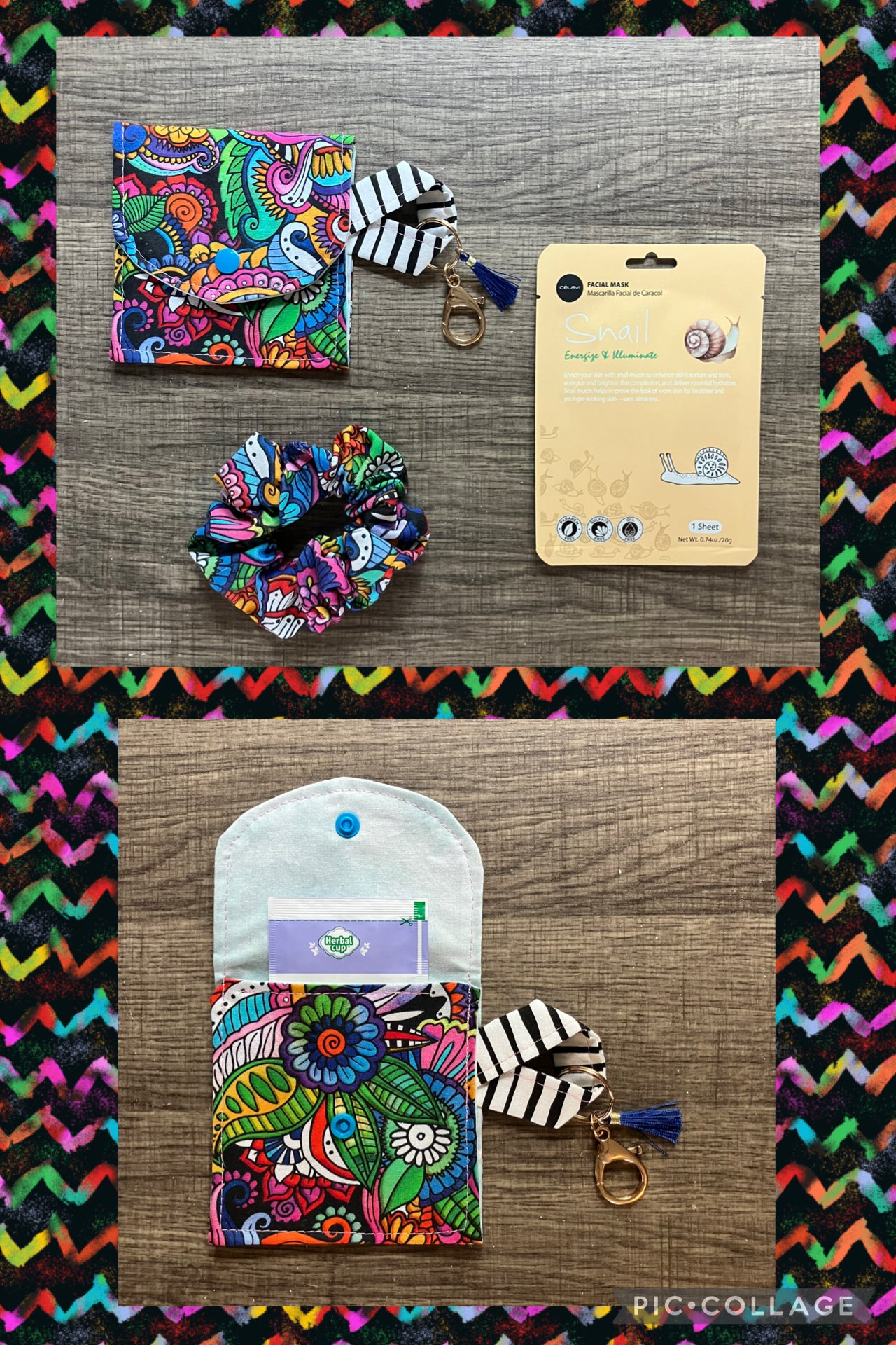 Keychain wallet and scrunchie set